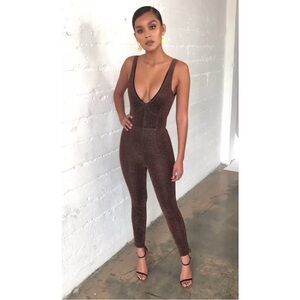 House of CB Pasqua Jumpsuit Catsuit Deep Plunge V Neckline Discontinued
